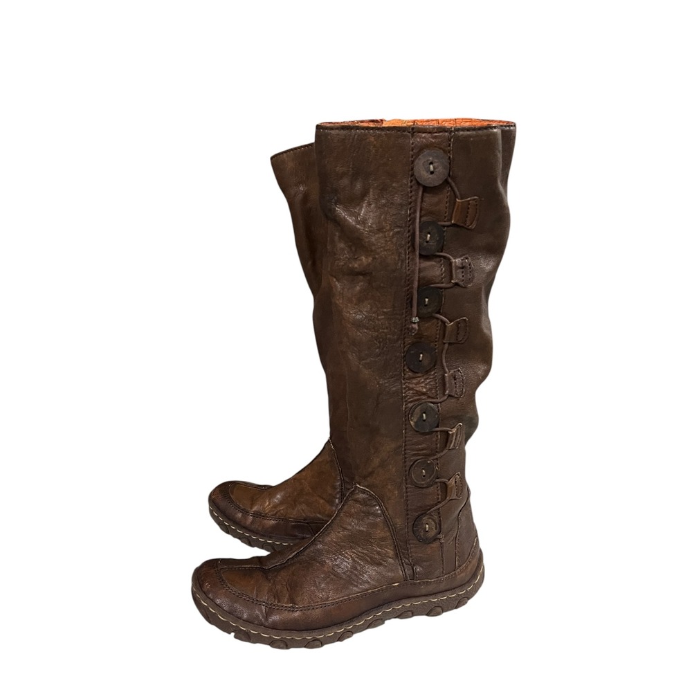 Born Brown Leather Tall Button Riding Boots Women's Size 7 - Picture 7 of 8